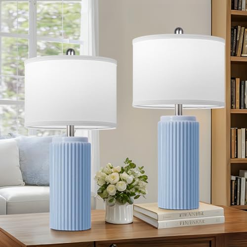 23.5’’ Sky Blue Farmhouse Table Lamps for Living Room Set of 2 (2 Count)