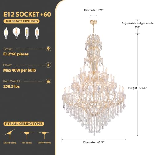 Large Gold Modern Crystal Chandelier Light Fixtures