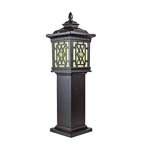 66.5Cm Brown Outdoor Lamp Post Light Fixture Waterproof Antirust Safety Pillar Lamp Wall Lamp Safety Street Lamp for Villa Backyard