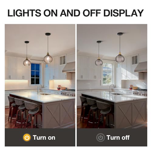 Vintage Smoke Gray Glass Pendant Lights for Kitchen Island 2 Pack