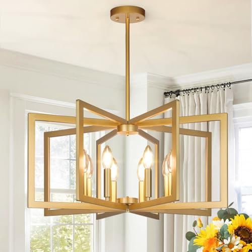25" 61" Height Adjustable Modern Gold Chandelier for Dining Room