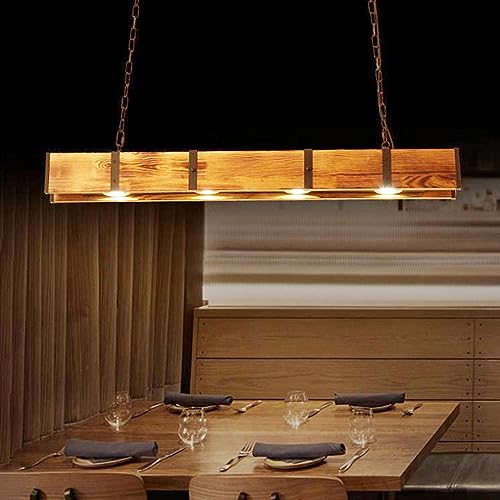 Wooden Farmhouse Lighting Rustic Chandelier Retro Pendant Lighting Industrial Vintage Chandelier Lighting Fixtures E26 Bulb Sockets Hanging Farmhouse Chandelier for Kitchen