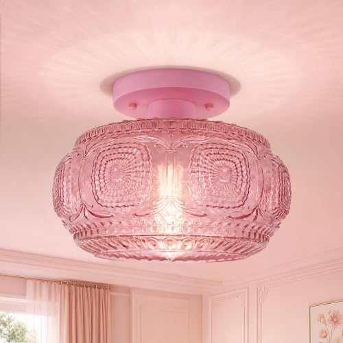 Globe Glass Semi Flush Mount Ceiling Light Fixture