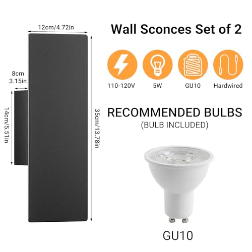 Hardwired Black Wall Sconces (2 Count)