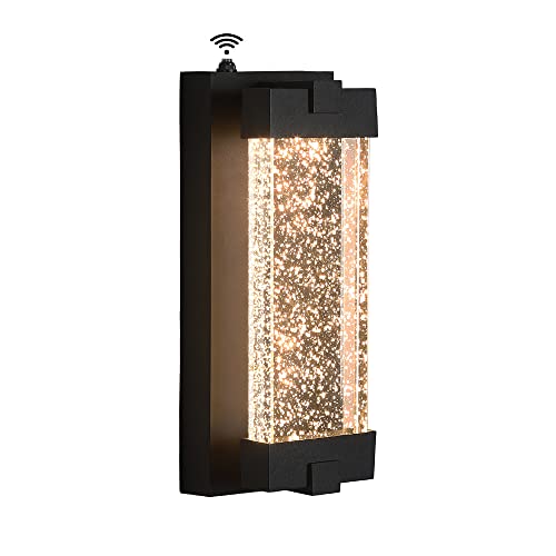 Black Wall Sconce with K9 Crystal Bubble and Dusk to Dawn Sensor