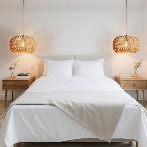 Hanging Light Lamp Shades Boho Rattan Lamp Shades