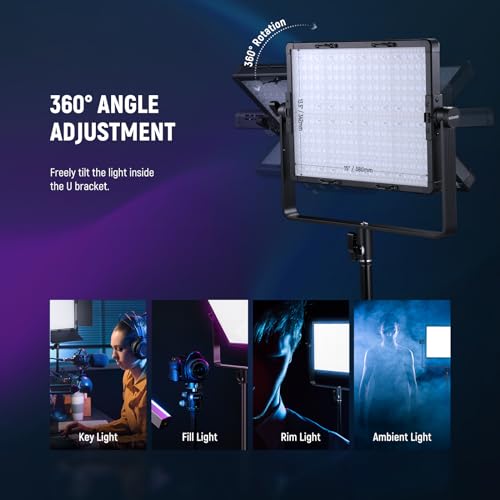 2 Pack PL60C RGB LED Panel Video Light Kit with 6.6ft (2 Count)