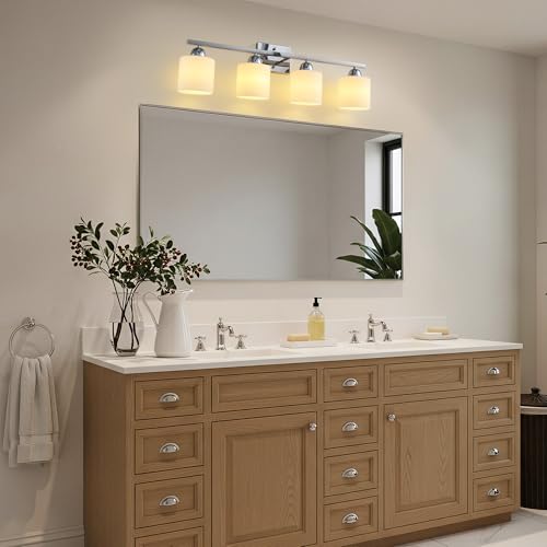 Stainless Steel Milk Glass Vanity Lights for Bathroom