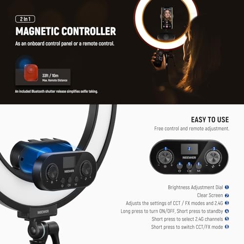 18 Inch Edge Lit Ring Light with Tripod Stand Phone Holder Compatible with iPhone for Video Recording Selfie Makeup Studio Streaming