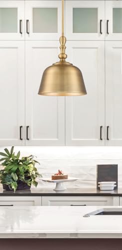 7-3751-1-322 Berg Farmhouse Contemporary Metal Pendant Ceiling Light, 1-Light 60 Watt, 14" H x 12" W, Warm Brass
