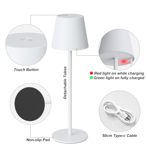 White Cordless Table Lamp Rechargeable