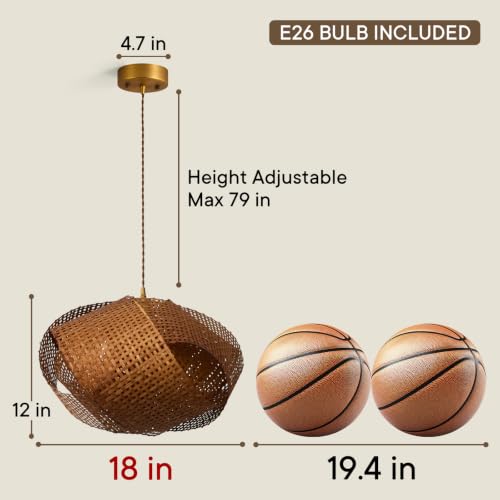 17.7" Bamboo Chandelier Light Fixture