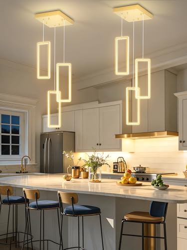 Modern LED Chandelier Adjustable Hanging Gold Pendant Light Fixture 3
