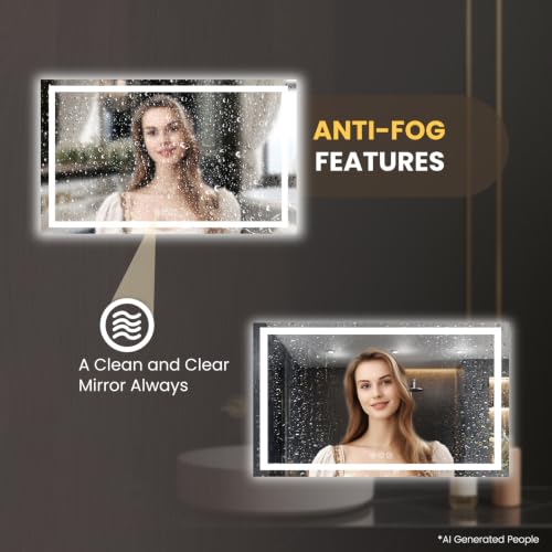 66"X40" LED Bathroom Mirror with Lights