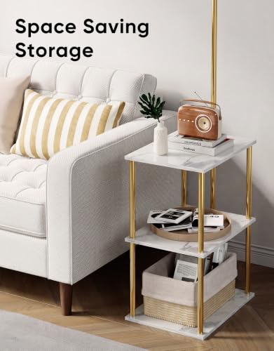 Floor Lamp with Table 2 (Marble White+gold)