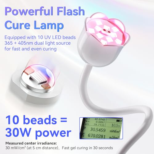 UV Nail Lamp for Gel Nails Polish Cordless Gooseneck 10s Flash Cure