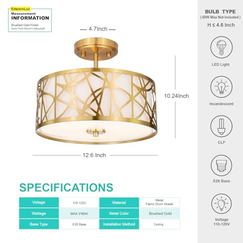 3 Light Semi Flush Mount Ceiling Light