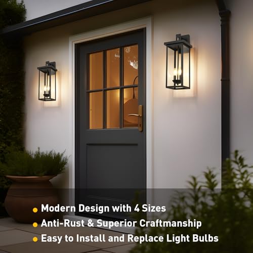 22'' Large Black Outdoor Wall Lantern (2 Count)