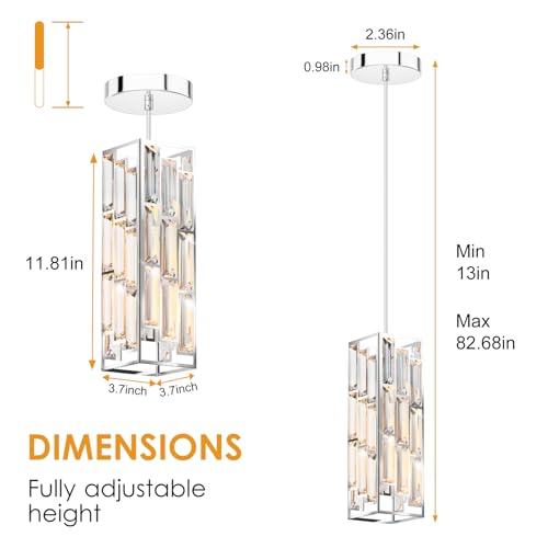 Modern 1 Light Crystal Pendant Light Kitchen Island (2 Count)