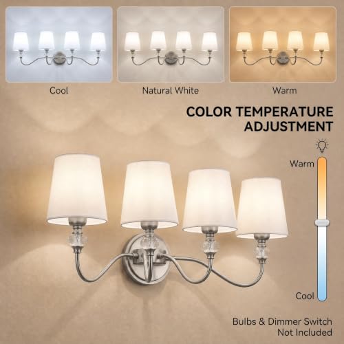 4 Light Vintage Bathroom Vanity Light Fixtures Over Mirror
