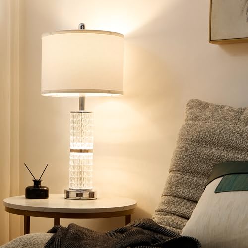 Crystal Table Lamps Bedside for Living Room Bedroom with USB Ports