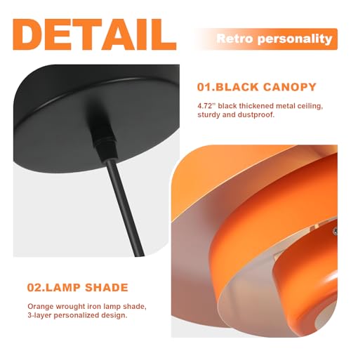 Mid Century Modern Orange Pendant Light