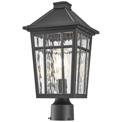 Lamp Post Outdoor Lighting 16.5 Inch Black Outdoor Post Lights Waterproof Aluminum Pole Lantern for Garden Patio Pathway E26 Socket