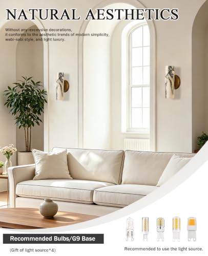 9.84" Natural Marble Wall Sconces Set of 2