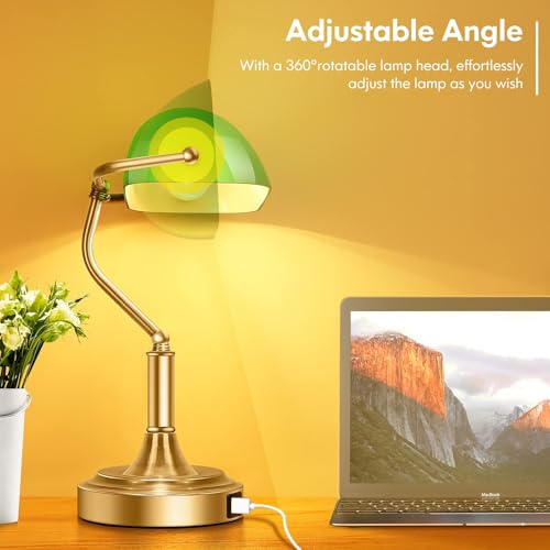Bankers Lamp with 2 USB Ports