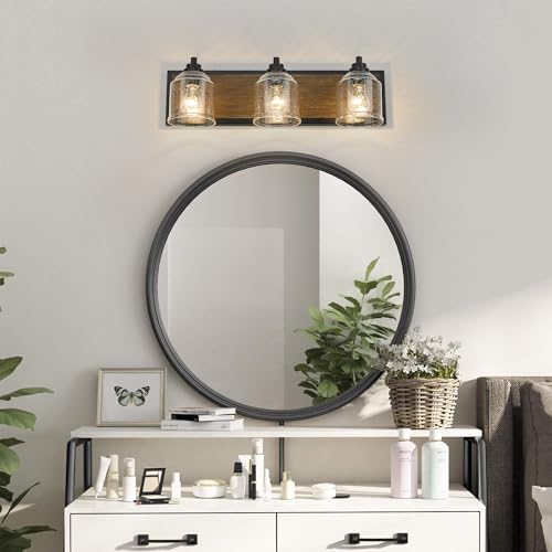 23" 3 Light Farmhouse Bathroom Vanity Light with Bubble Glass