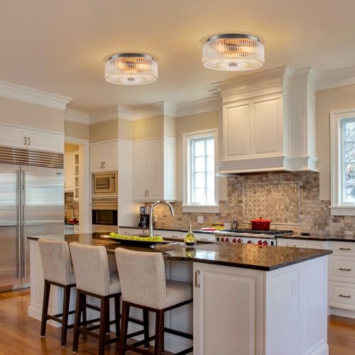 13.9 Inch Brushed Nickel Flush Mount Ceiling Light