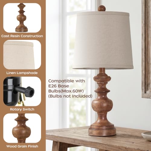 Farmhouse Table Lamp Set of 2 (Wood Grain)