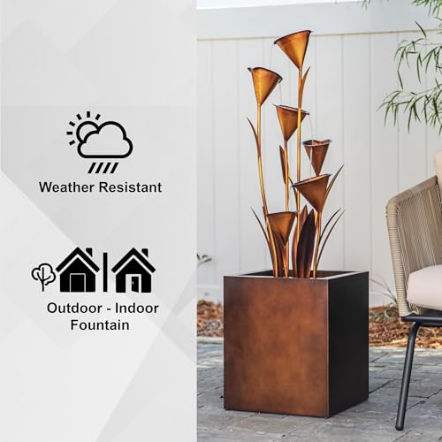 46" Tall Bronze Metal Sculptural Flower Multi