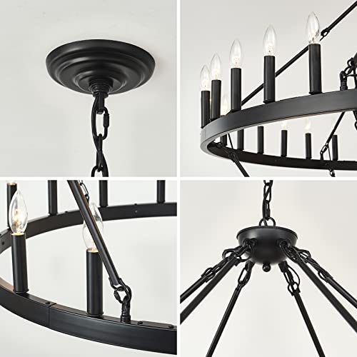 2 Tier Wagon Wheel Chandelier 54