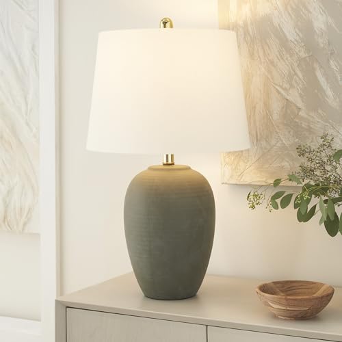 Home 23" Olive Green Ceramic Pot Table Lamp for Bedroom