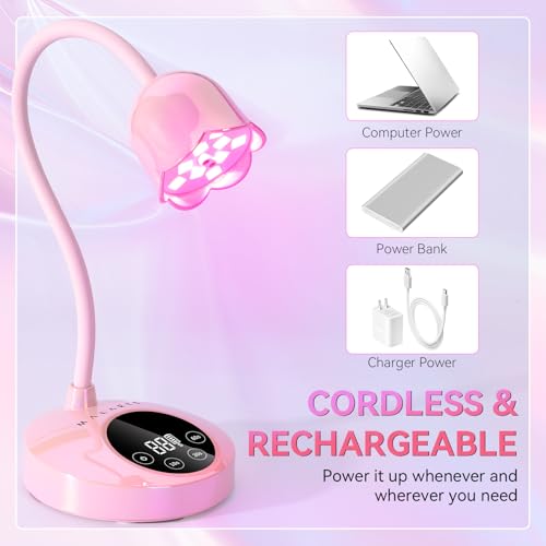 Flash Cure UV Nail Lamp for Gel Nails Rechargeable Gooseneck Design