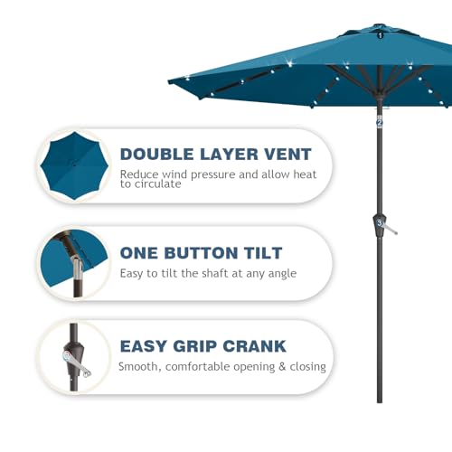 9FT Patio Umbrella with Solar Lights