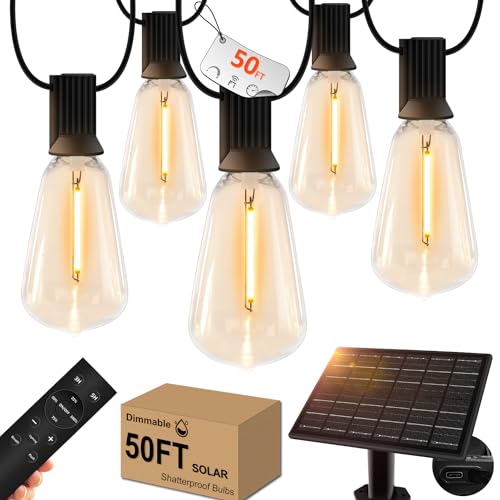 50ft Solar Outdoor String Lights with Remote (50 Foot)