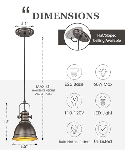 2 Pack Oil Rubbed Bronze Pendant Light Kitchen Island (2 Count)