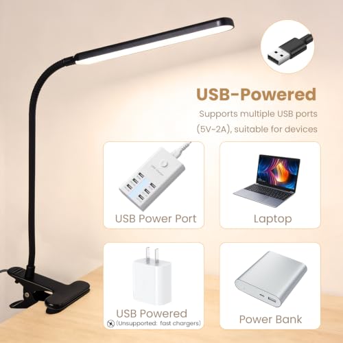 LED Desk Lamp with Clamp for Reading