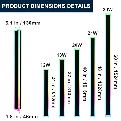 2 Pack 32 Inch Long Outdoor RGB Wall Light Waterproof IP65