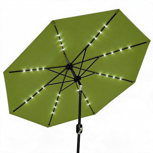 9FT Solar LED Patio Umbrella with Tilt & Crank