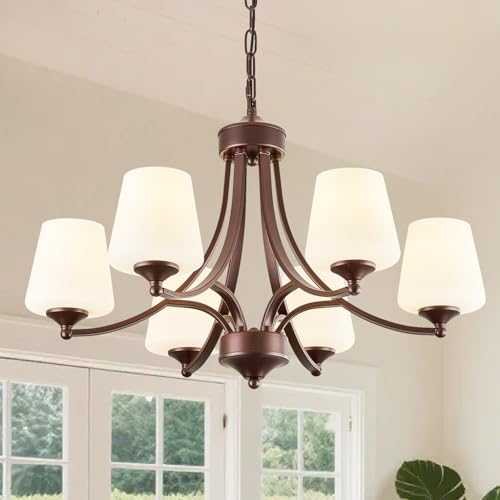 Oil Rubbed Bronze Farmhouse Chandelier for Dining Room Hanging Lighting Fixtures 6