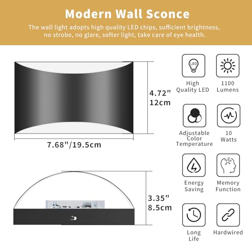 Black Modern LED Wall Sconce (6 Count)