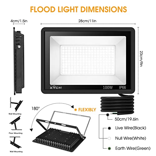 4 Pack 100W LED Flood Light (4 Count)