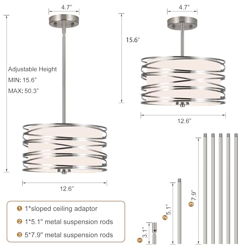 12.6'' Brushed Nickel Drum Chandelier