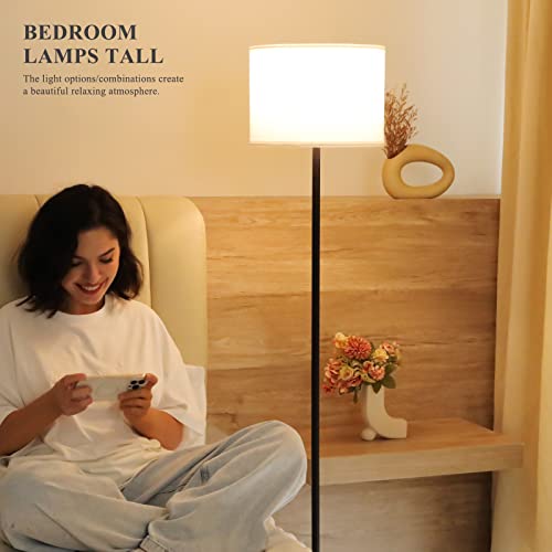 Modern Floor Lamp Simple Design with White Shade & Foot Pedal Switch