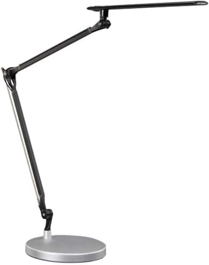 UPLIFTDESK E7 LED Desk Lamp with Clamp, Black Lamp with Silver Base - Aura Lighting