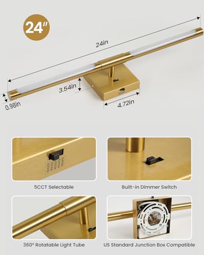 Modern Gold Bathroom Vanity Light