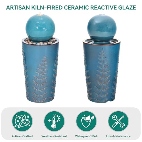 29.5" H Ceramic Sphere Water Fountain with LED Light